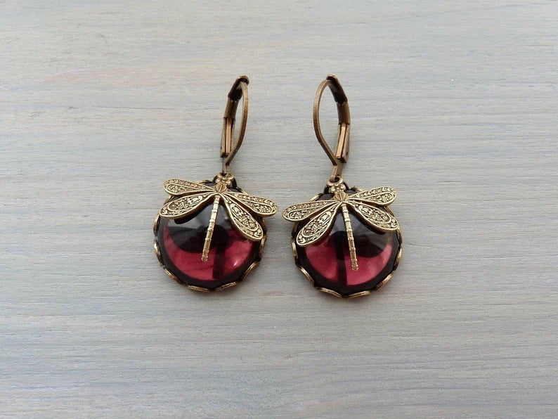 Vintage Butterfly Earrings - Aurora (Buy 1 Get 1 Free)-Dark Red-The Livary