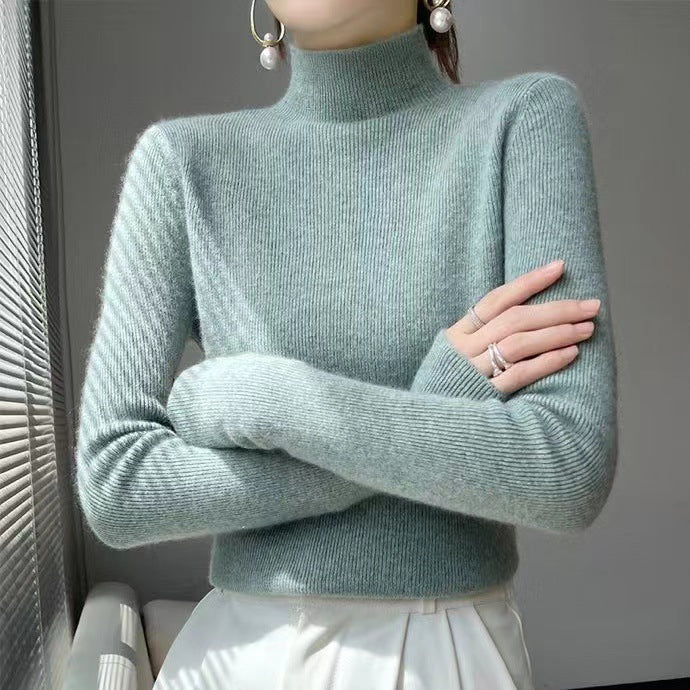 Knitted Women's Sweater with Half Polo - Sophie