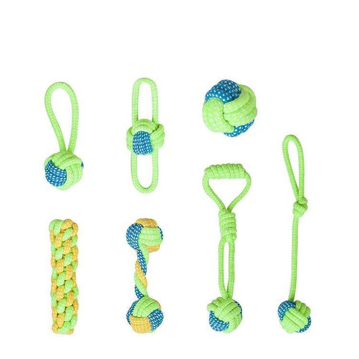Dog Tugging Toy - Tug & Play Rope Ball-Complete 7-Piece Set-The Livary
