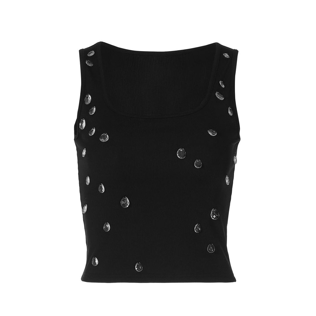 Trendy women's crop top with embellishment and figure-hugging cut – Liora-White-S-The Livary