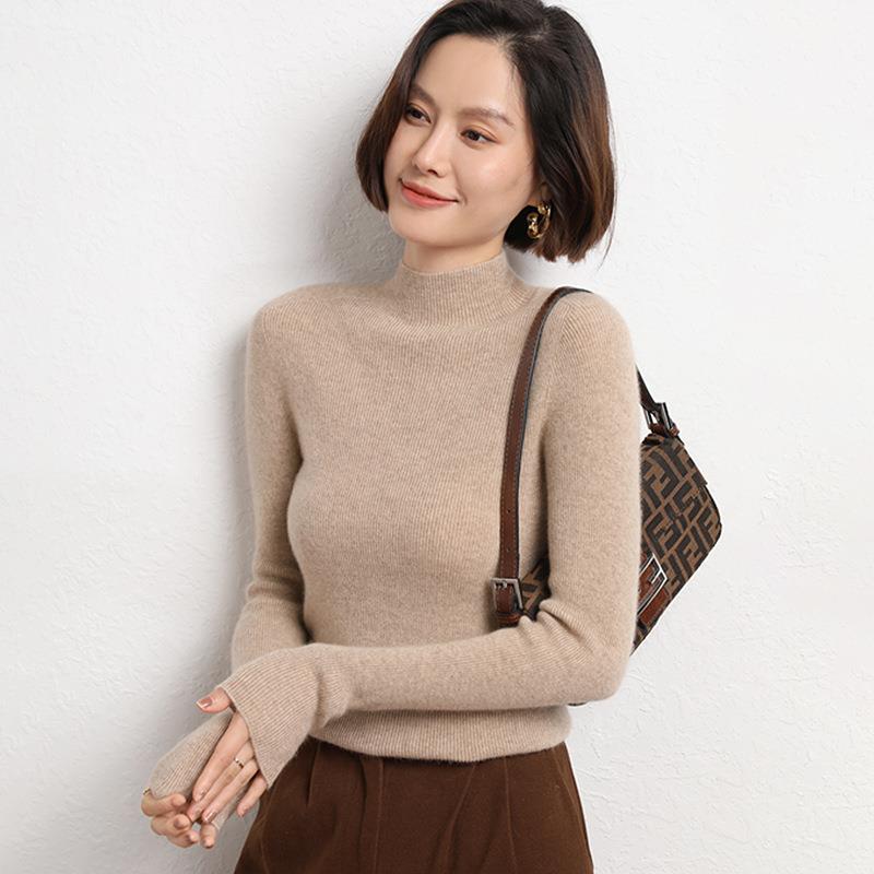 Knitted Women's Sweater with Half Polo - Sophie