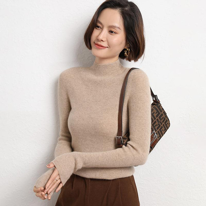 Knitted Women's Sweater with Half Polo - Sophie