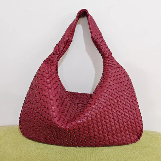 Trendy Woven Shoulder Bag - Ruby