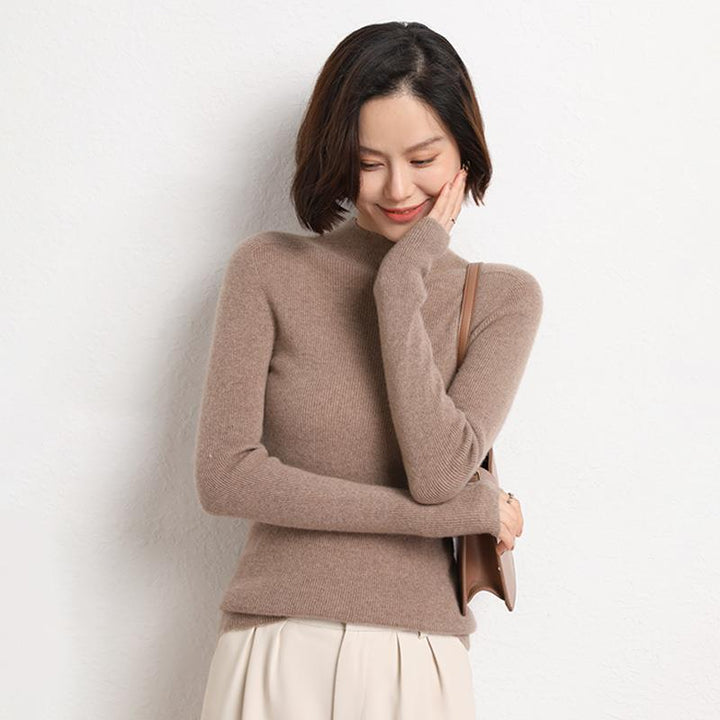 Knitted Women's Sweater with Half Polo - Sophie