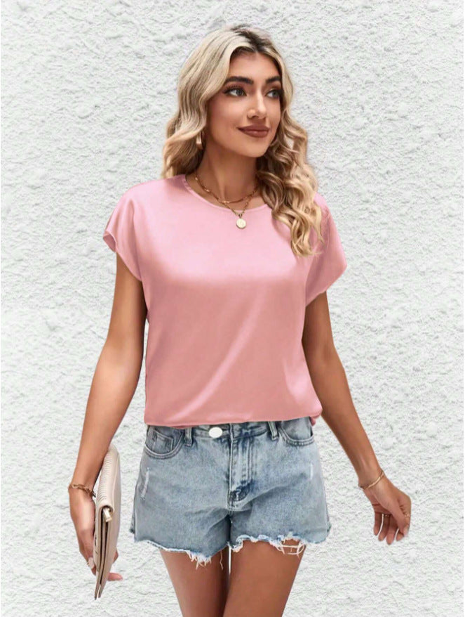 Stylish women's batwing sleeve top with a round neck – Milena-Pink-S-The Livary