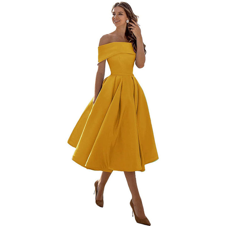Strapless & Figure-hugging Satin Party Dress for Women – Mirella-Yellow-S-The Livary