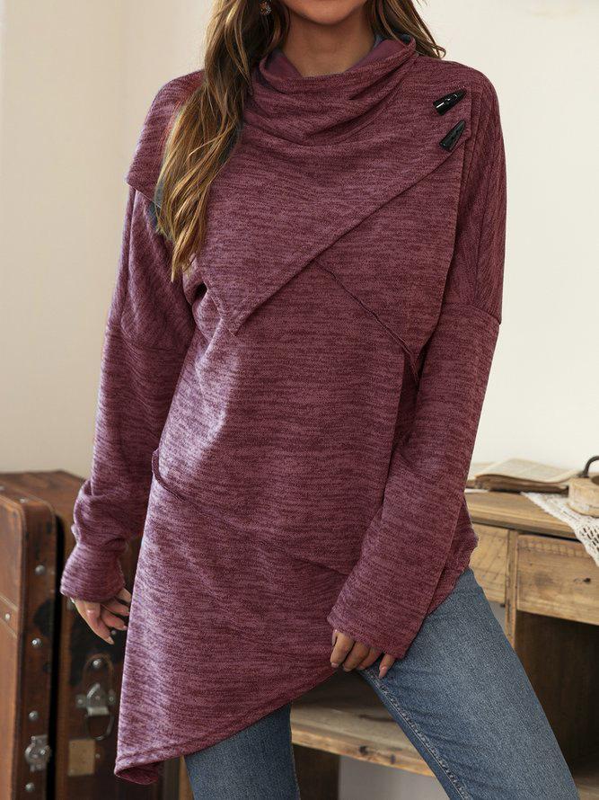 Asymmetrical Shirt with Waterfall Collar - Liora-Red wine-S-The Livary