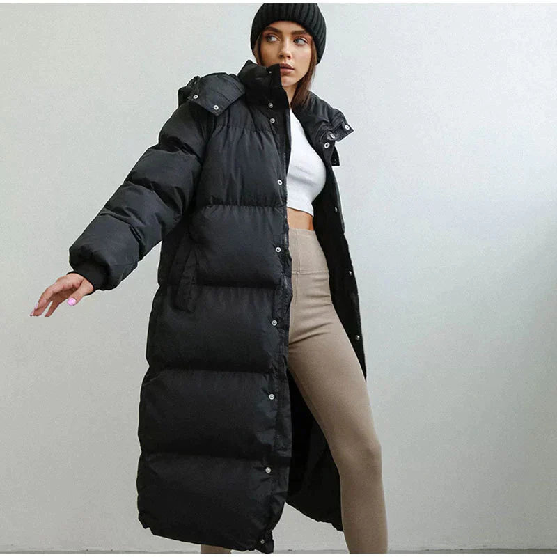 Stylish Long Ladies' Down Jacket - Elise-Black-XS-The Livary