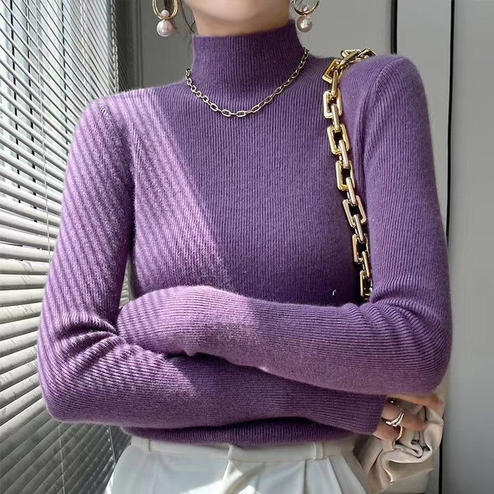 Knitted Women's Sweater with Half Polo - Sophie