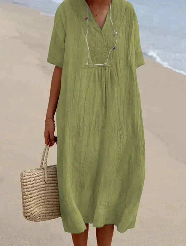 Cotton Linen Summer Dress - Aria-Light green-S-The Livary