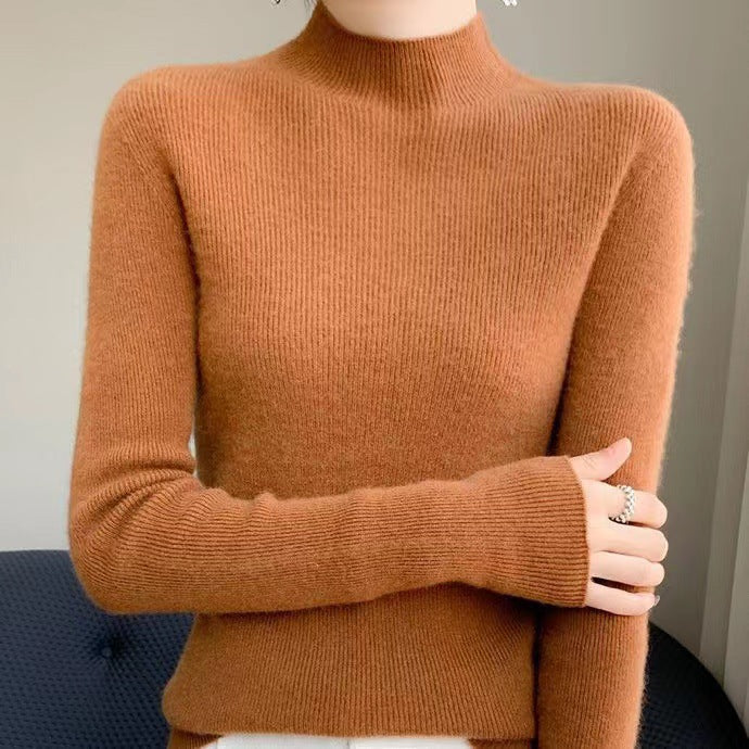 Knitted Women's Sweater with Half Polo - Sophie