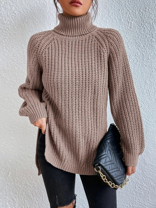 Trendy Knitted Women's Turtleneck - Esmée-Khaki-S-The Livary