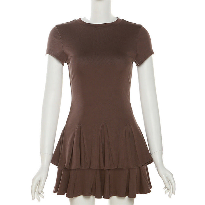 Stylish women's mini dress with peplum and round neckline – Nayeli-S-The Livary