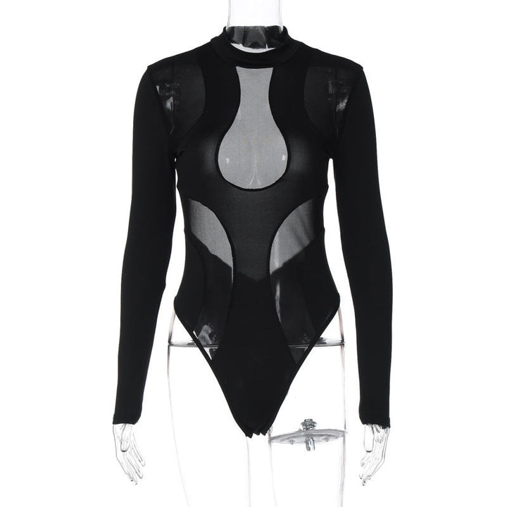 Trendy women's bodysuit with cut-outs and mesh inserts – Nayeli-S-The Livary