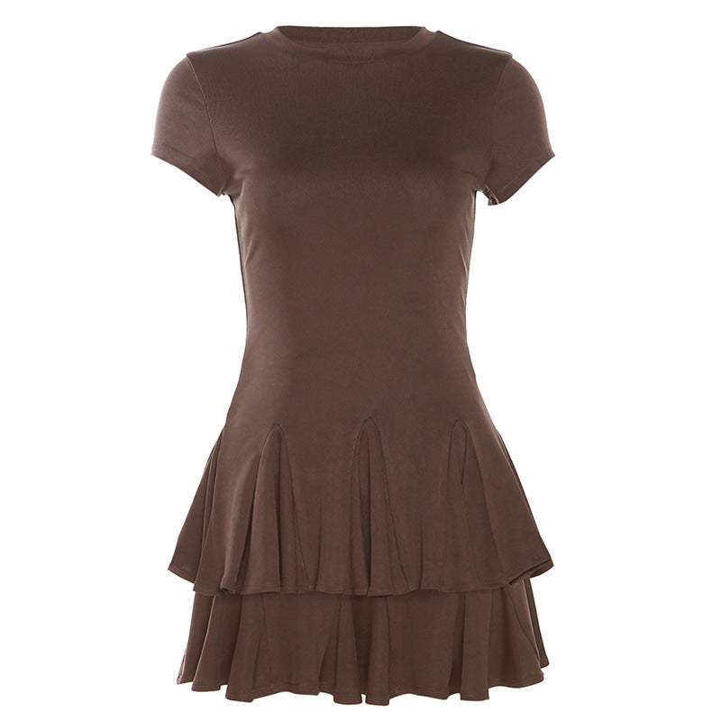 Stylish women's mini dress with peplum and round neckline – Nayeli-S-The Livary