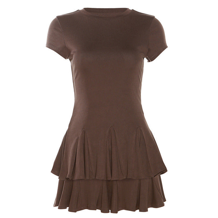 Stylish women's mini dress with peplum and round neckline – Nayeli-S-The Livary