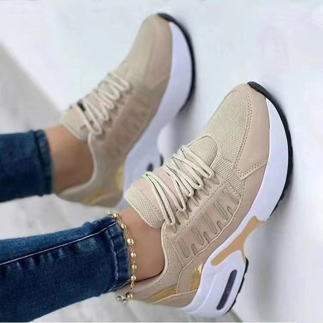 CloudStride Air | Casual Sneakers with Cushioned Heel for Women-Khaki-3.5-The Livary