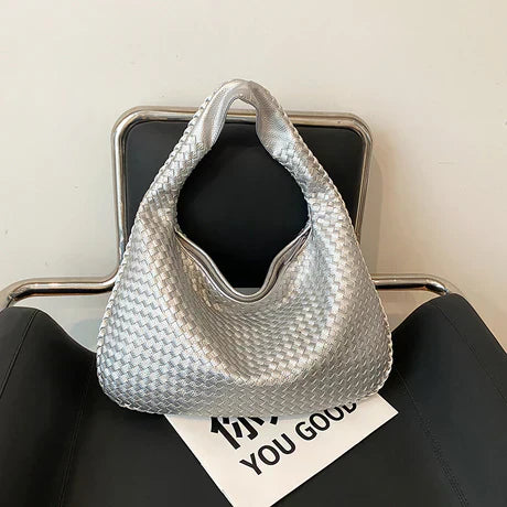 Trendy Woven Shoulder Bag - Ruby