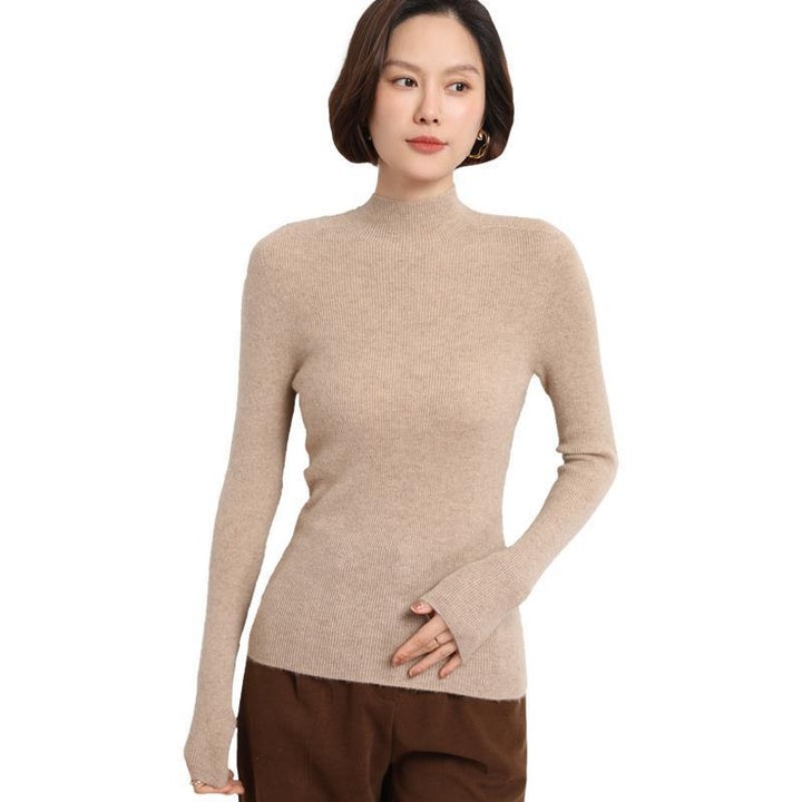 Knitted Women's Sweater with Half Polo - Sophie