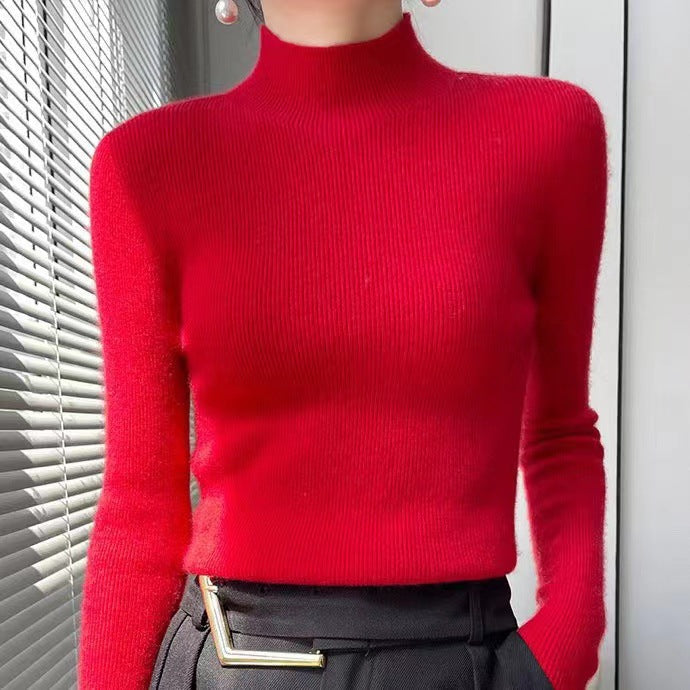 Knitted Women's Sweater with Half Polo - Sophie
