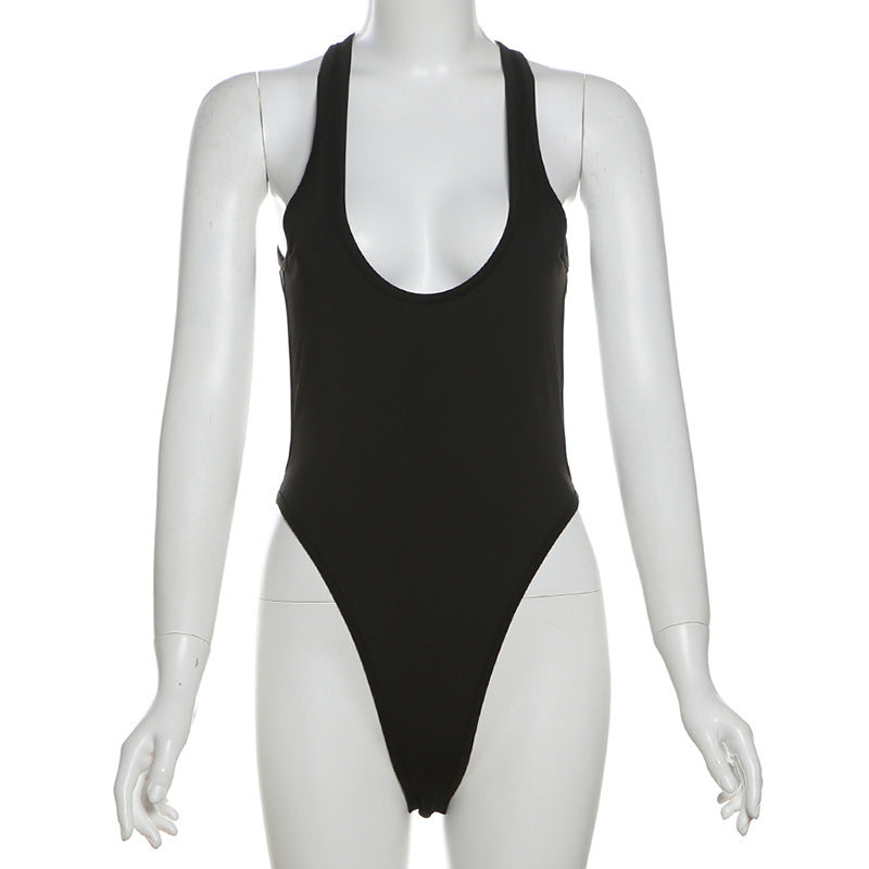 Stylish women's swimsuit with a deep round neckline & body-hugging cut – Noa-S-The Livary