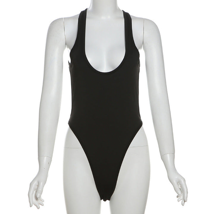 Stylish women's swimsuit with a deep round neckline & body-hugging cut – Noa-S-The Livary
