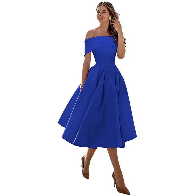 Strapless & Figure-hugging Satin Party Dress for Women – Mirella-Sapphire blue-S-The Livary