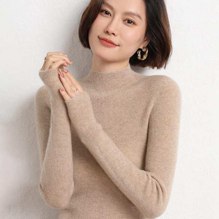 Knitted Women's Sweater with Half Polo - Sophie