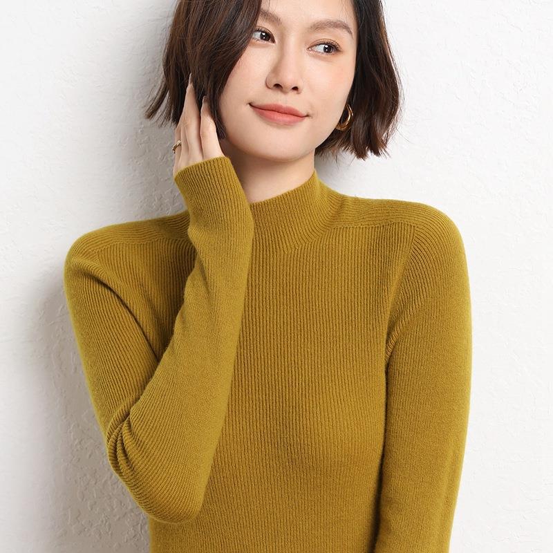Knitted Women's Sweater with Half Polo - Sophie