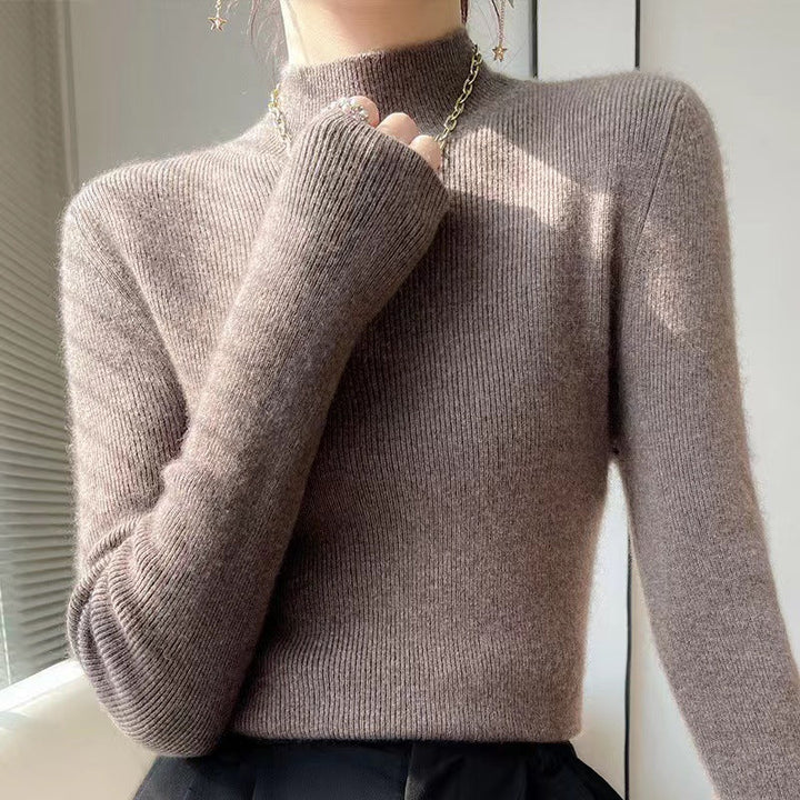 Knitted Women's Sweater with Half Polo - Sophie