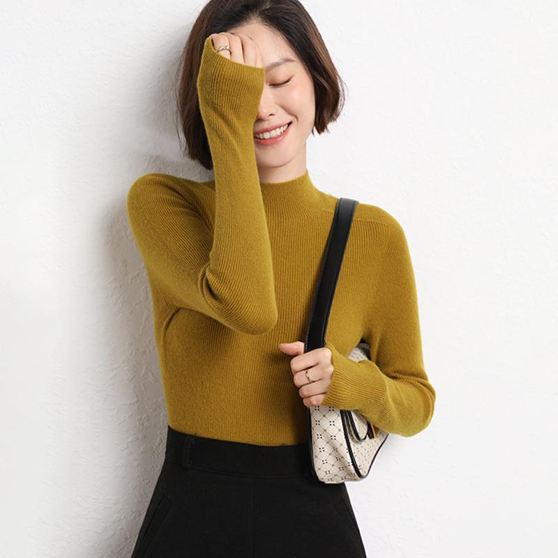 Knitted Women's Sweater with Half Polo - Sophie
