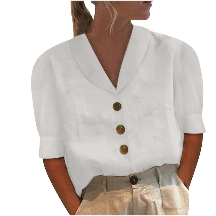 Chic Ladies Blouse with Collar and Buttons - Vivienne-S-White-The Livary