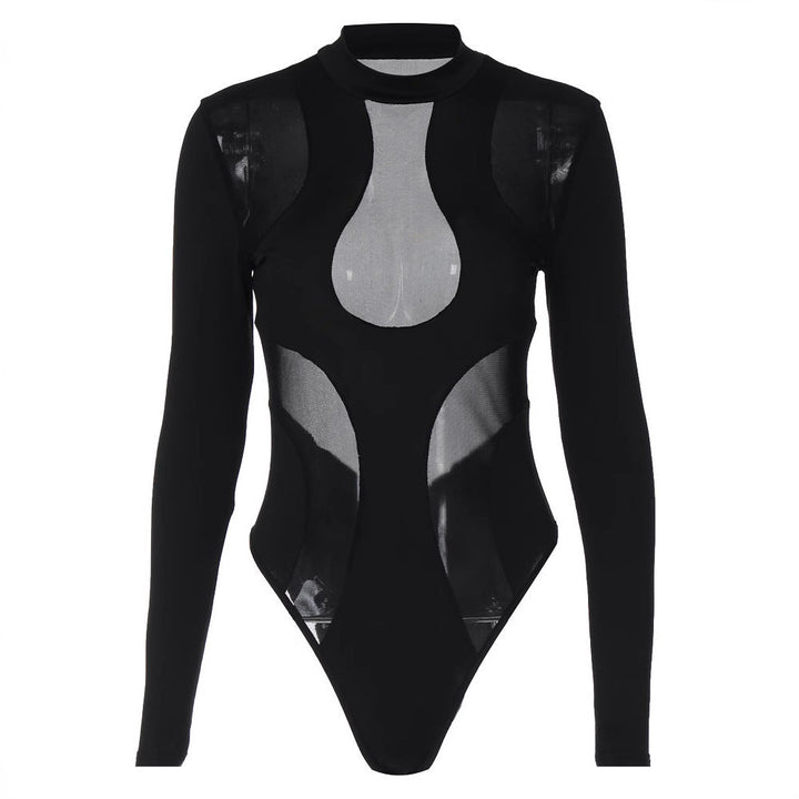 Trendy women's bodysuit with cut-outs and mesh inserts – Nayeli-S-The Livary