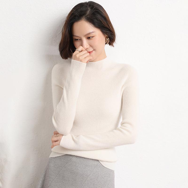 Knitted Women's Sweater with Half Polo - Sophie