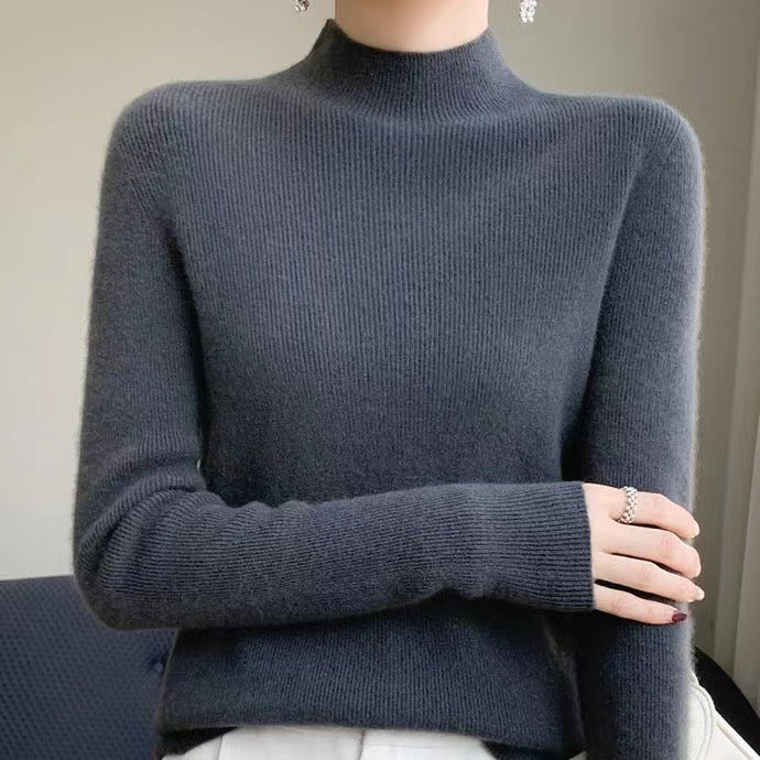Knitted Women's Sweater with Half Polo - Sophie