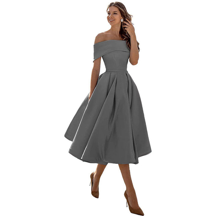 Strapless & Figure-hugging Satin Party Dress for Women – Mirella-Gray-S-The Livary