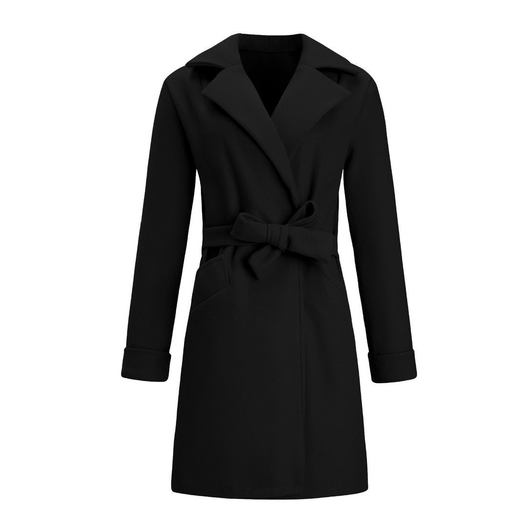 Long Double-Breasted Wool-Look Coat for Women - Elise-Black-S-The Livary