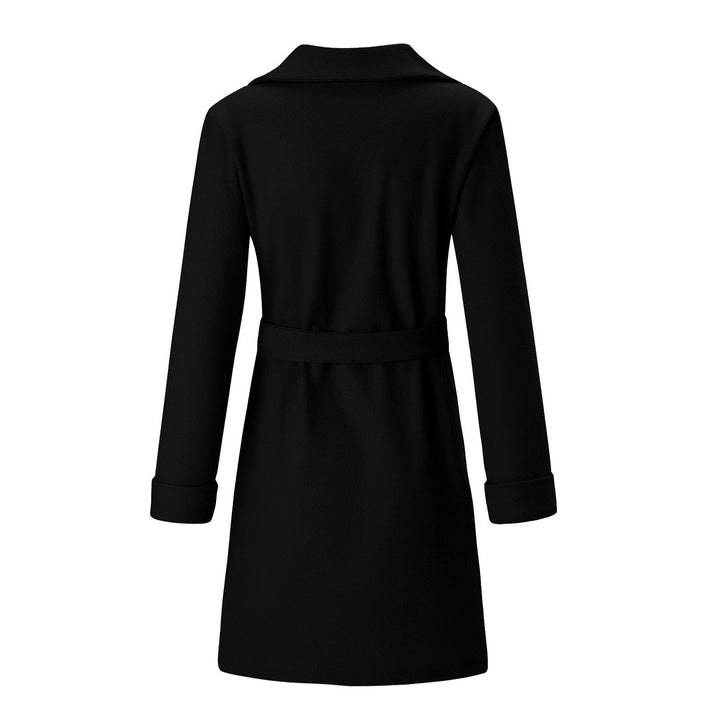 Long Double-Breasted Wool-Look Coat for Women - Elise-Black-S-The Livary
