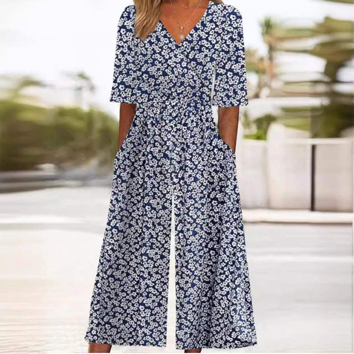 Airy & stylish women’s jumpsuit with wide leg – Elina-Navy blue-S-The Livary