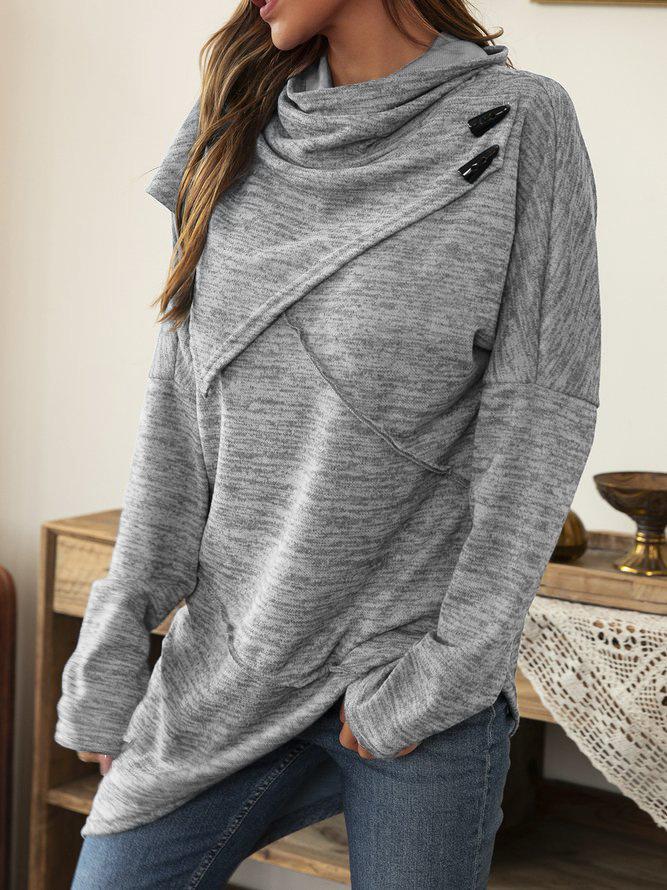 Asymmetrical Shirt with Waterfall Collar - Liora-Blue-S-The Livary