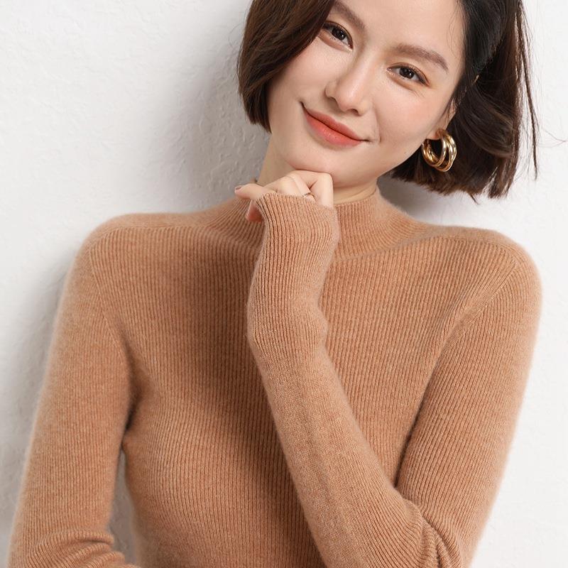 Knitted Women's Sweater with Half Polo - Sophie