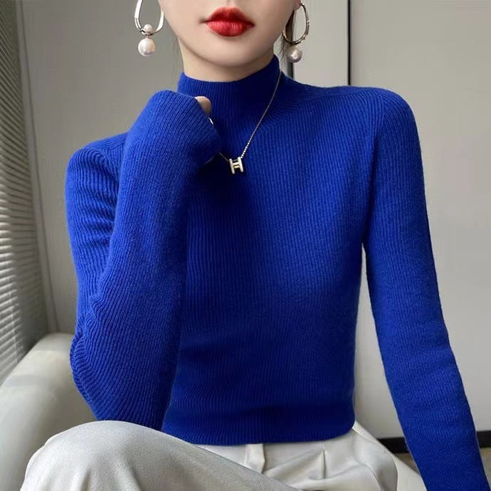 Knitted Women's Sweater with Half Polo - Sophie