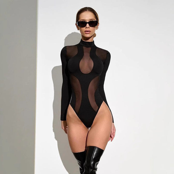 Trendy women's bodysuit with cut-outs and mesh inserts – Nayeli-S-The Livary