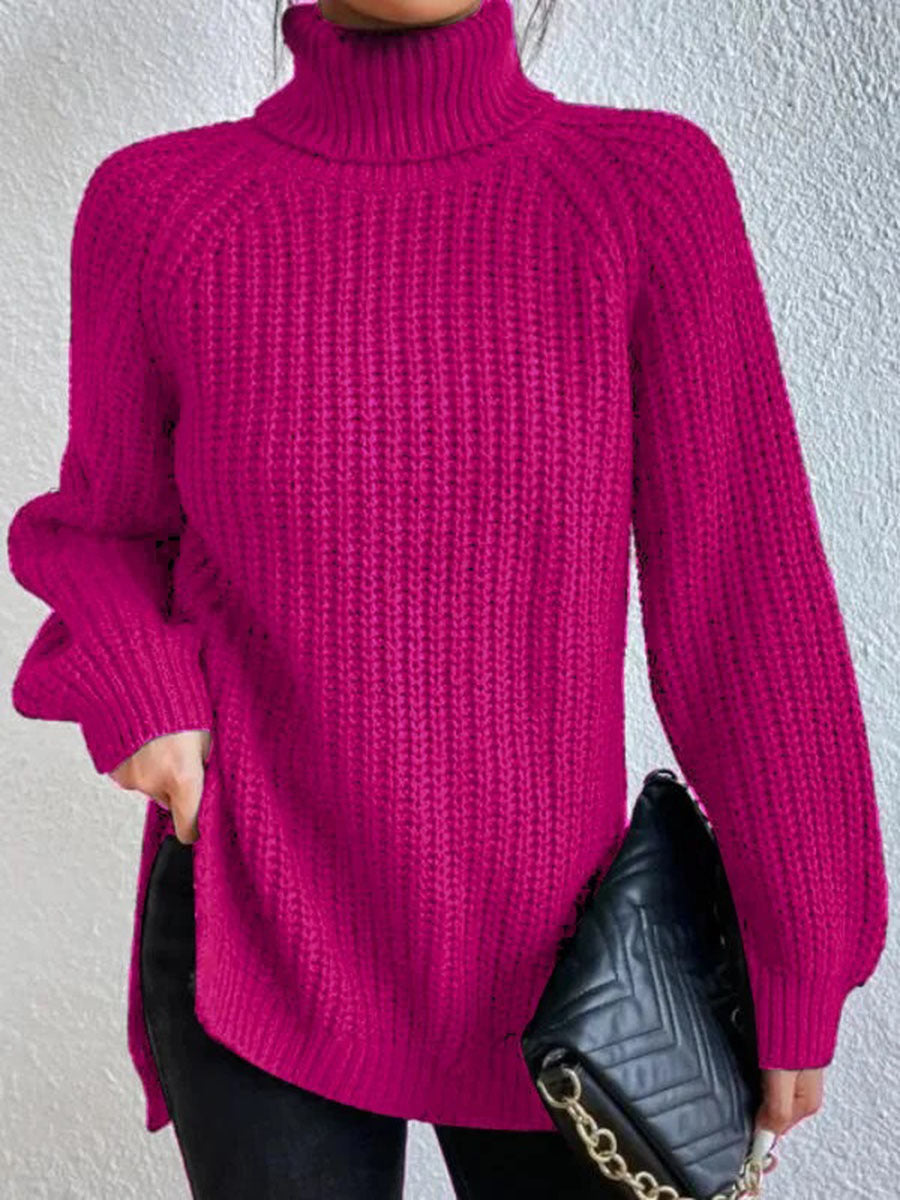 Trendy Knitted Women's Turtleneck - Esmée-Pink-S-The Livary