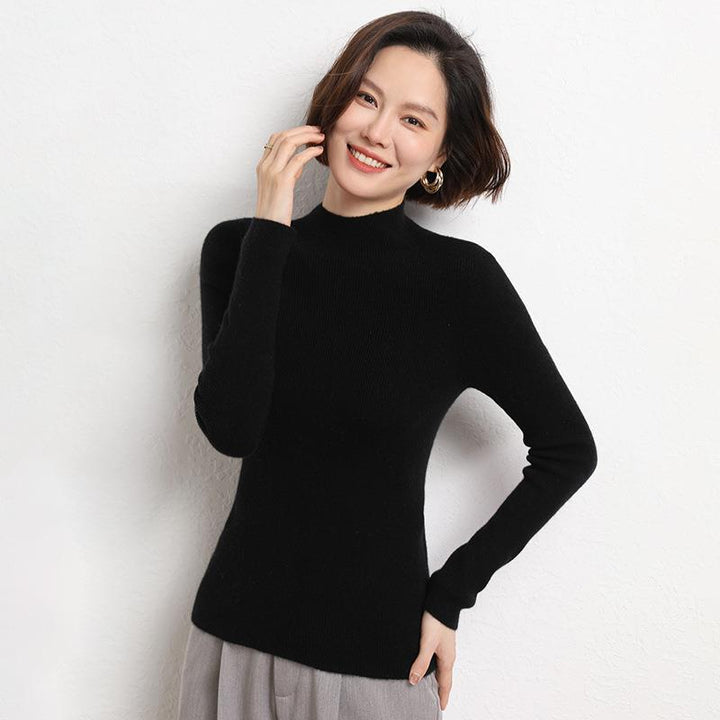 Knitted Women's Sweater with Half Polo - Sophie