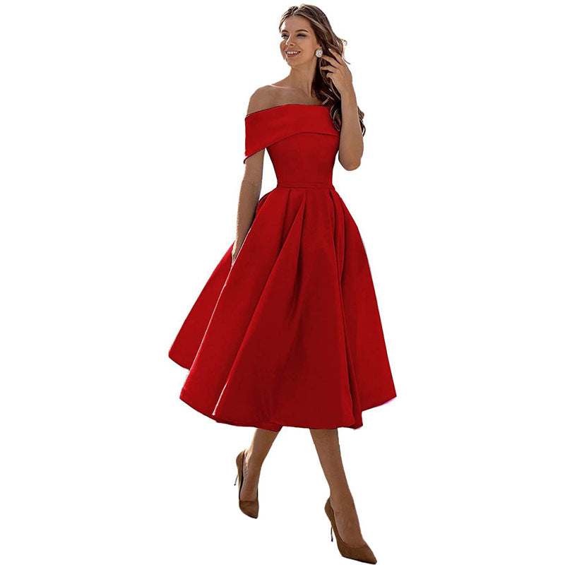 Strapless & Figure-hugging Satin Party Dress for Women – Mirella-Red-S-The Livary