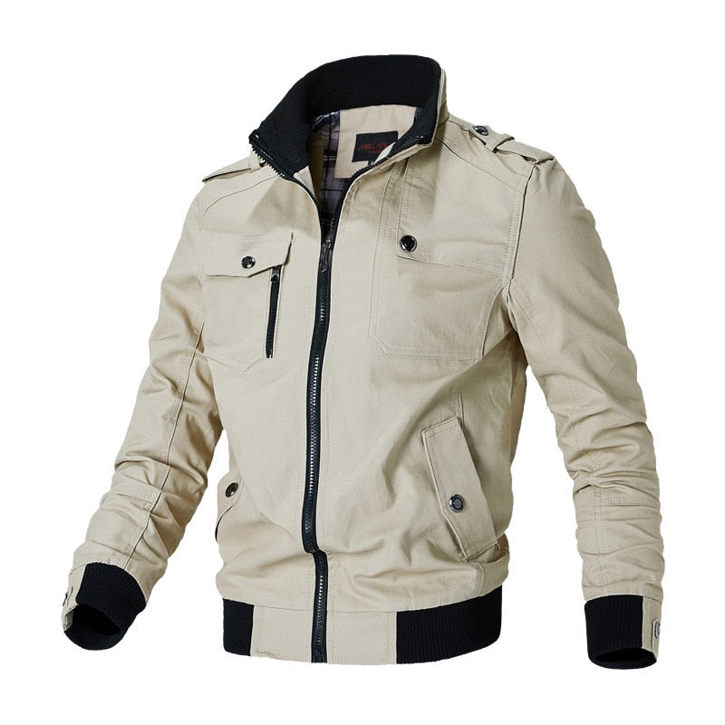 Cool Men's Bomber Jacket - Aiden-Khaki-M-The Livary