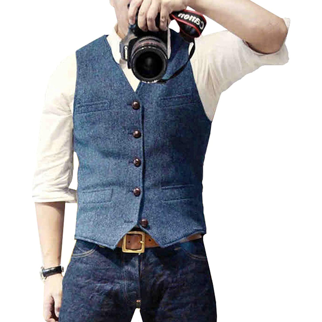 Stylish Men's Vest - Victor-Light blue-XS-The Livary