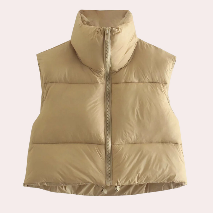Quilted Short Women's Bodywarmer - Liora-Khaki-XS-The Livary
