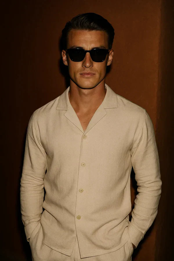 Stylish men's linen shirt with concealed button placket – Eliano-XS-The Livary